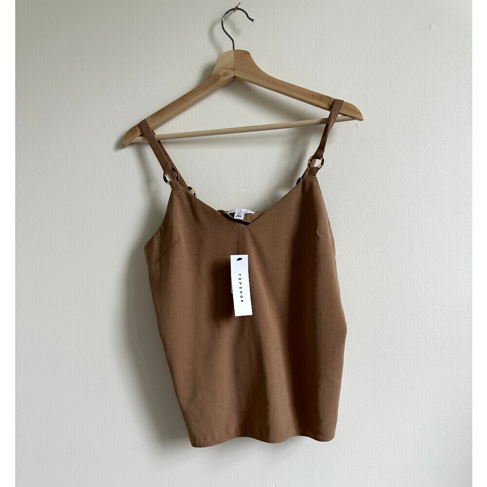 Topshop Womens Camel Tan Plastic Tortoise Shell Strap Summer Tank Top Size US 4